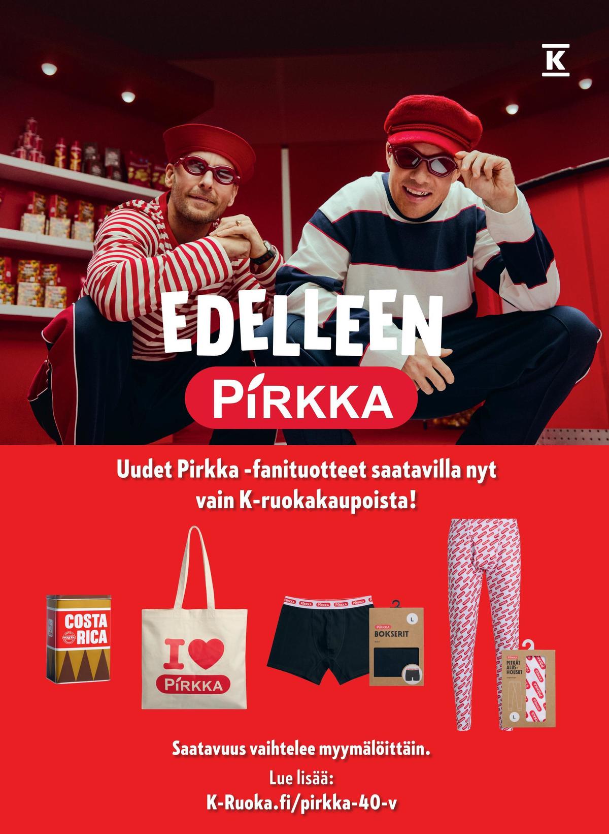 Katso ketjun Pirkka tarjouslehti viikolta 37 sivustolla Viikkotarjoukset.fi. Löydät monia hyviä tarjouksia erilaisista tuotteista. Lue tarjouslehti täältä! Sivu 40
