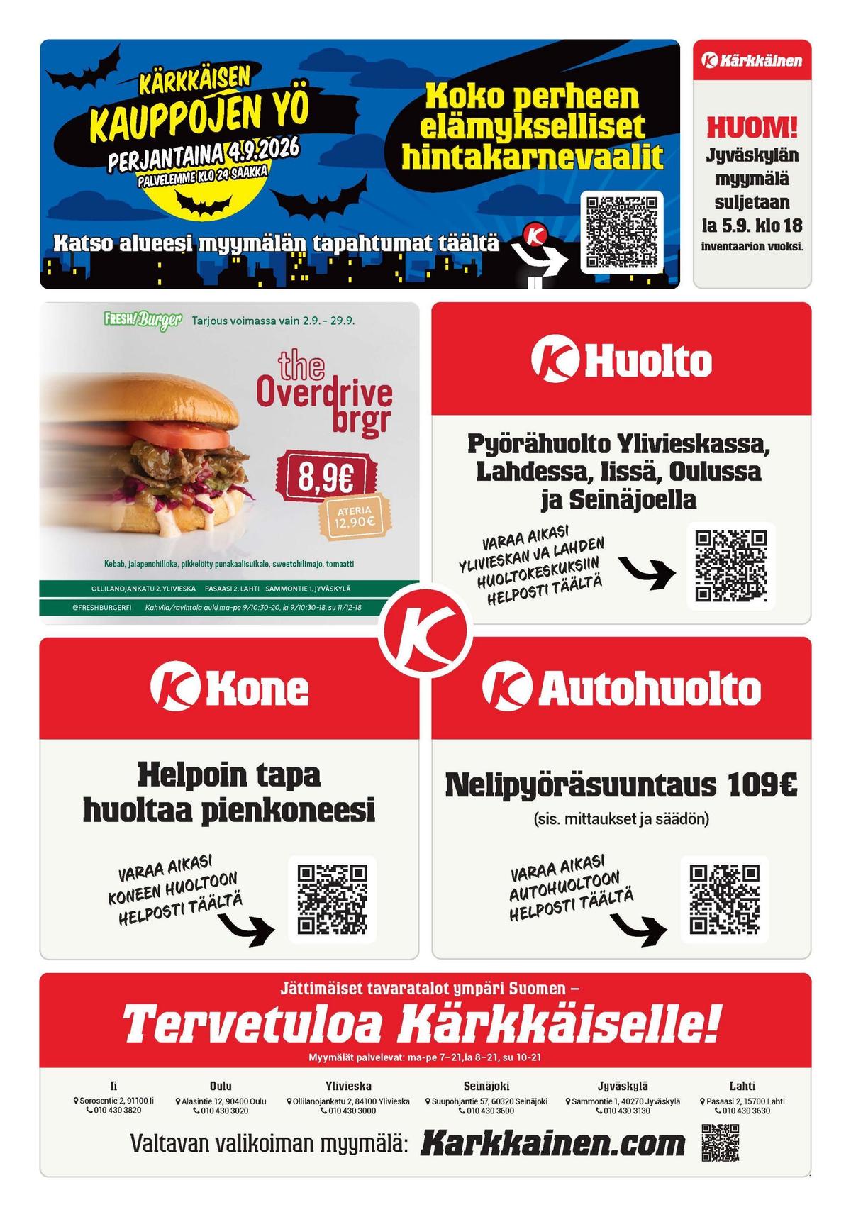 Katso ketjun Kärkkäinen tarjouslehti viikolta 37 sivustolla Viikkotarjoukset.fi. Löydät monia hyviä tarjouksia erilaisista tuotteista. Lue tarjouslehti täältä! Sivu 24