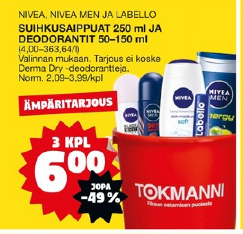 Tarjoukset ja hintavertailu haulla Nivea, , Deodorant roll-on 0.050 l 3 kappale €6.00