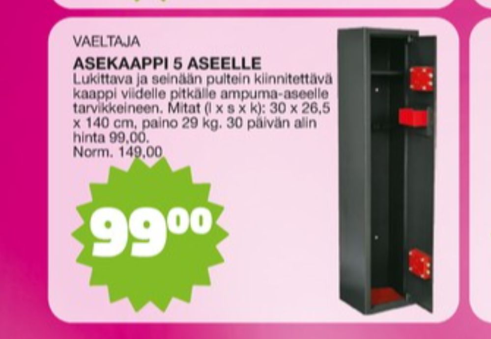Tarjoukset ja hintavertailu haulla Vaeltaja, , Asekaapit 0.000 kpl 1 kappale €99.00