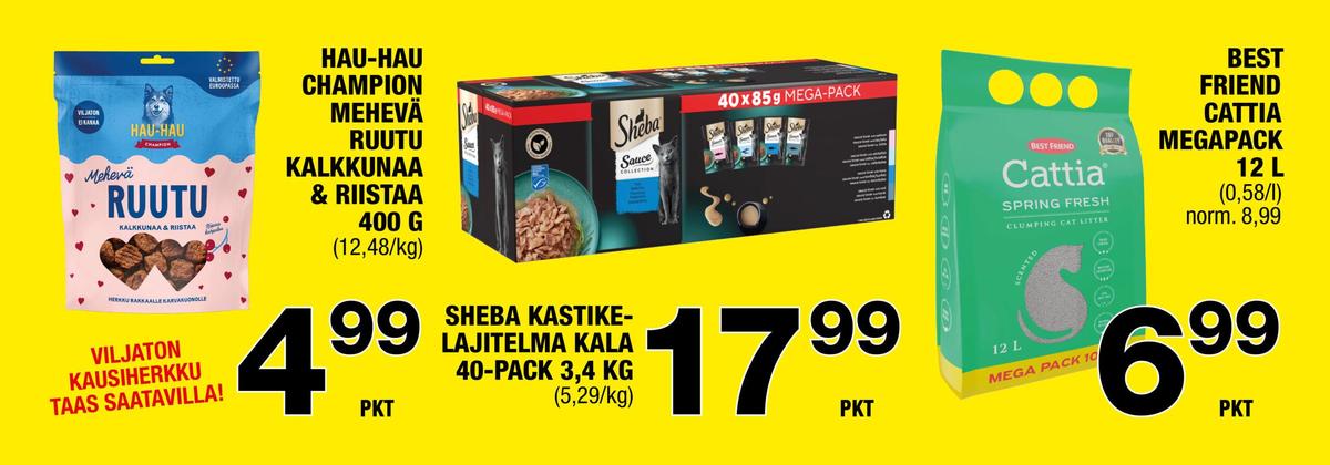 Katso ketjun Säästömarket tarjouslehti viikolta 37 sivustolla Viikkotarjoukset.fi. Löydät monia hyviä tarjouksia erilaisista tuotteista, esimerkiksi kissan ruoka sheba tai kissanhiekka cattia. Lue tarjouslehti täältä! Sivu 2