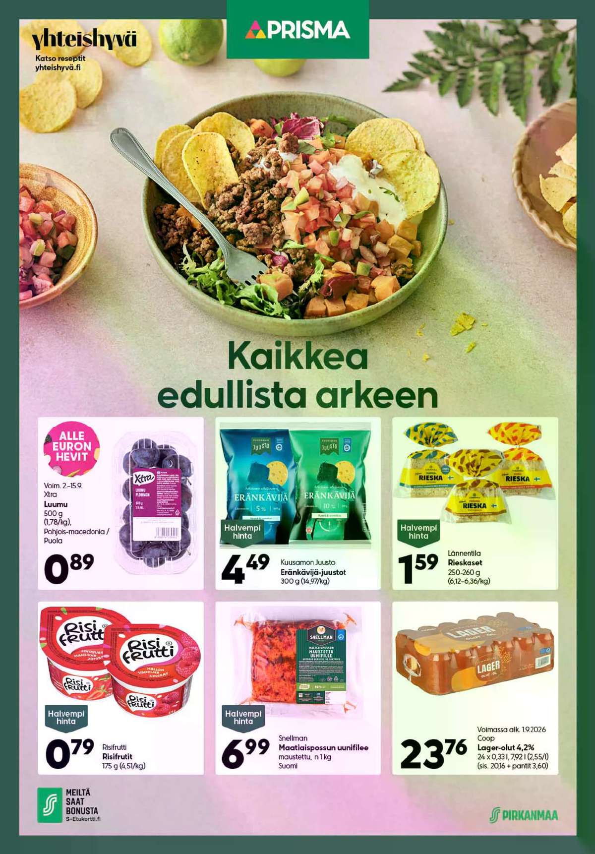 Katso ketjun Prisma region tarjouslehti viikolta 37 sivustolla Viikkotarjoukset.fi. Löydät monia hyviä tarjouksia erilaisista tuotteista. Lue tarjouslehti täältä! Sivu 1