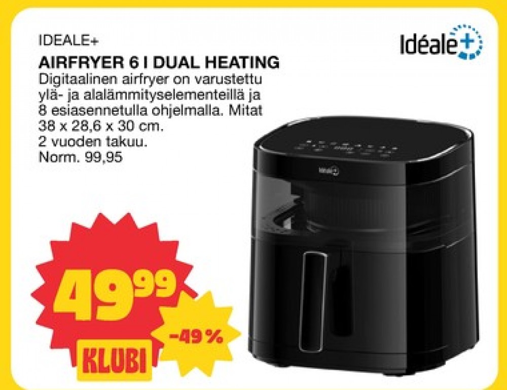Tarjoukset ja hintavertailu haulla Ideale, , Airfryer 0.000 kpl 1 kappale €49.99