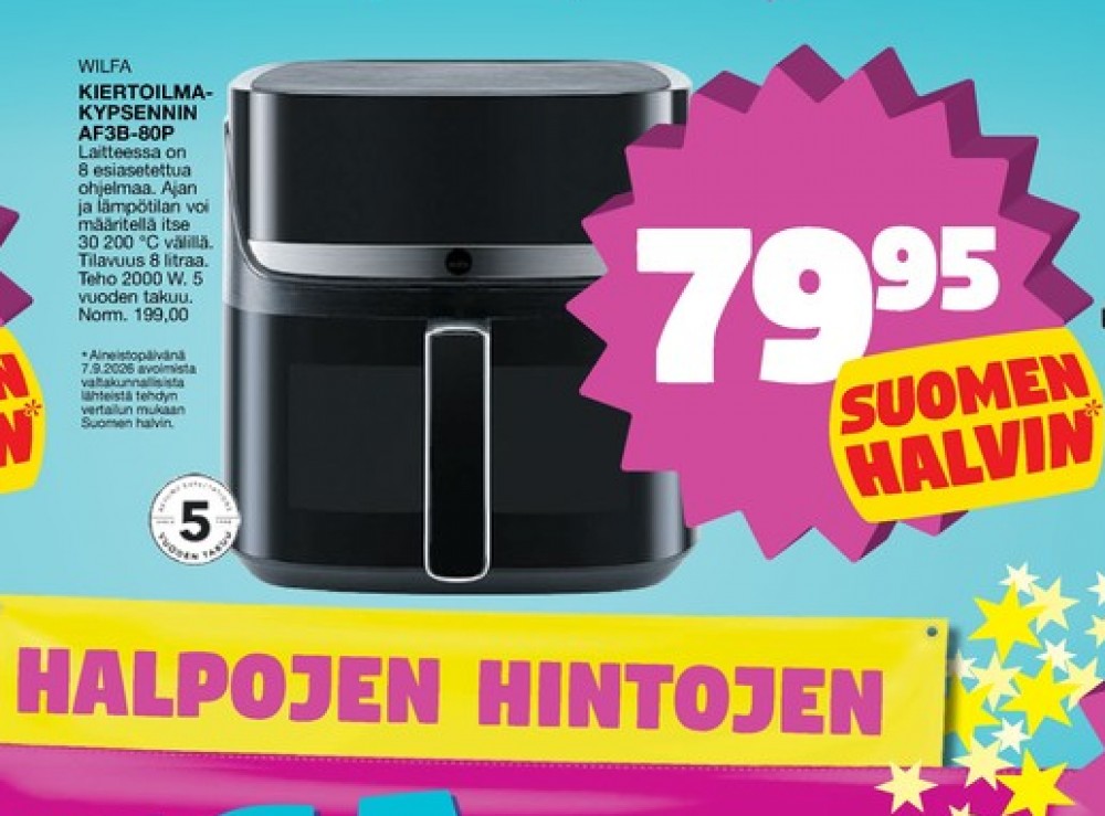 Tarjoukset ja hintavertailu haulla Wilfa, , Airfryer 0.000 kpl 1 kappale €79.95