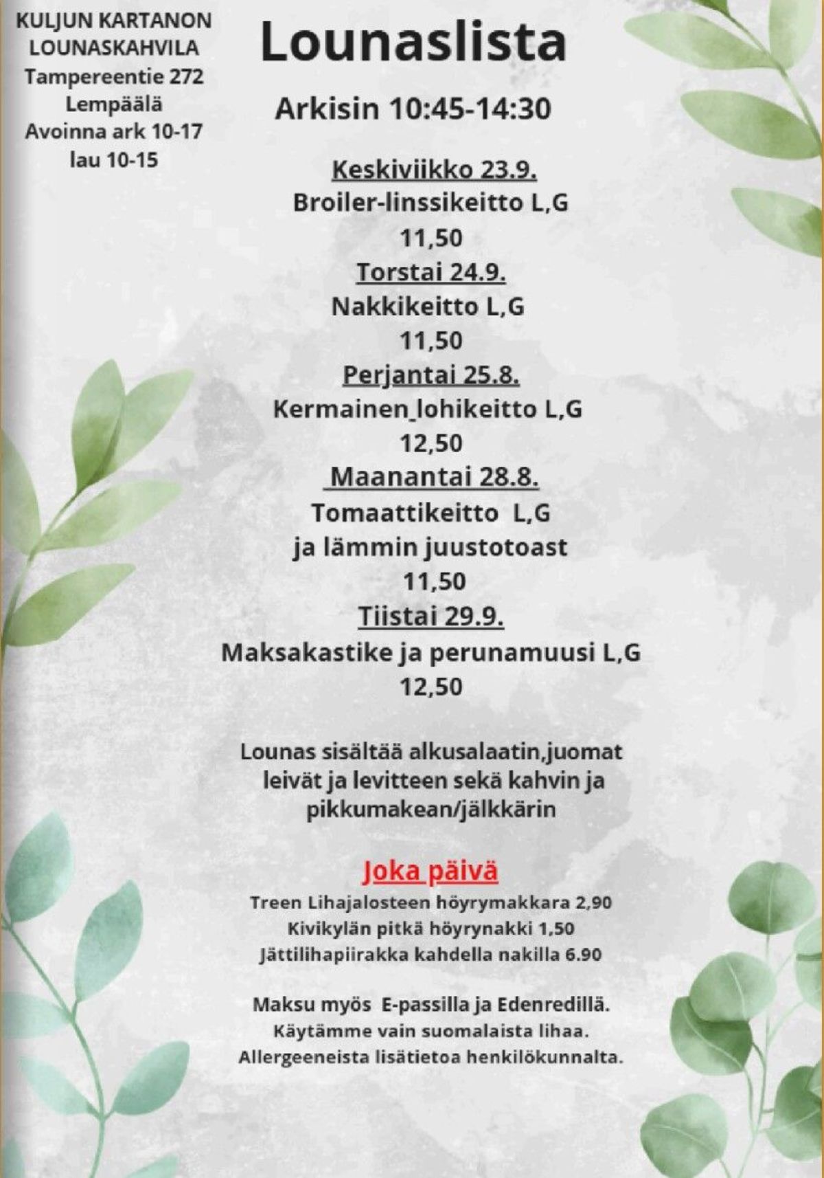Katso ketjun Hintakaari tarjouslehti viikolta 39 sivustolla Viikkotarjoukset.fi. Löydät monia hyviä tarjouksia erilaisista tuotteista. Lue tarjouslehti täältä! Sivu 13