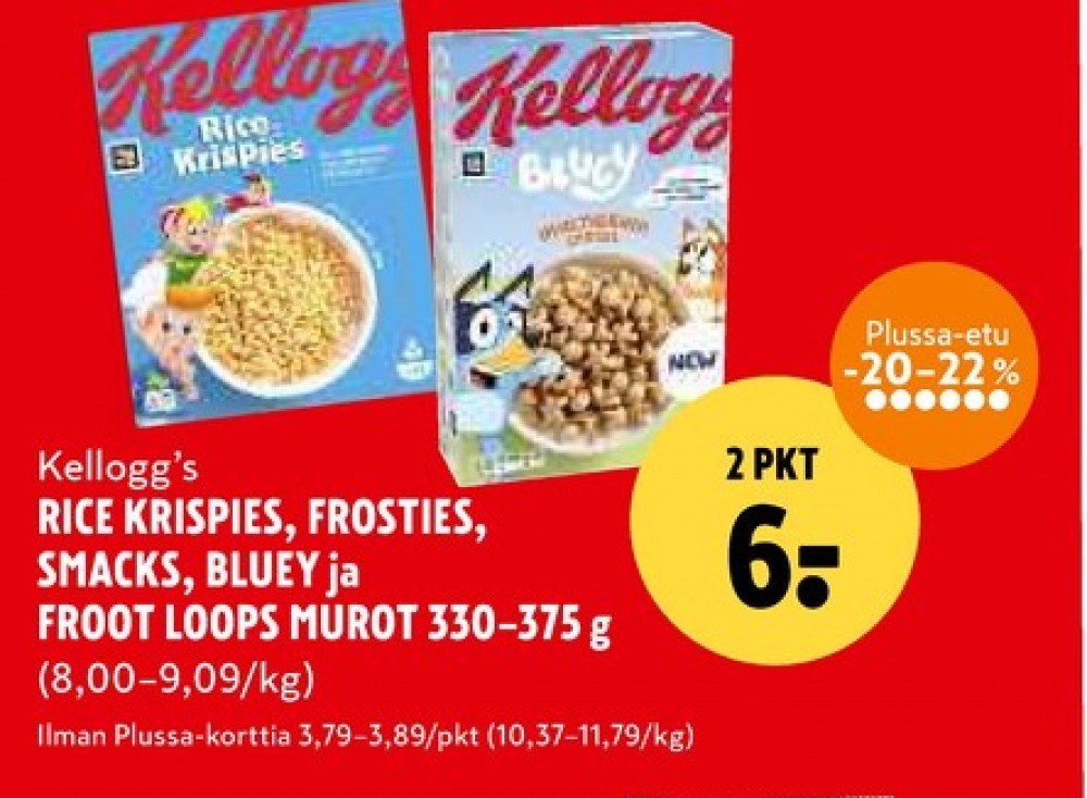 Tarjoukset ja hintavertailu haulla Bluey, , Aamiaistuotteet 0.330 kg 2 paketti(a) €6.00