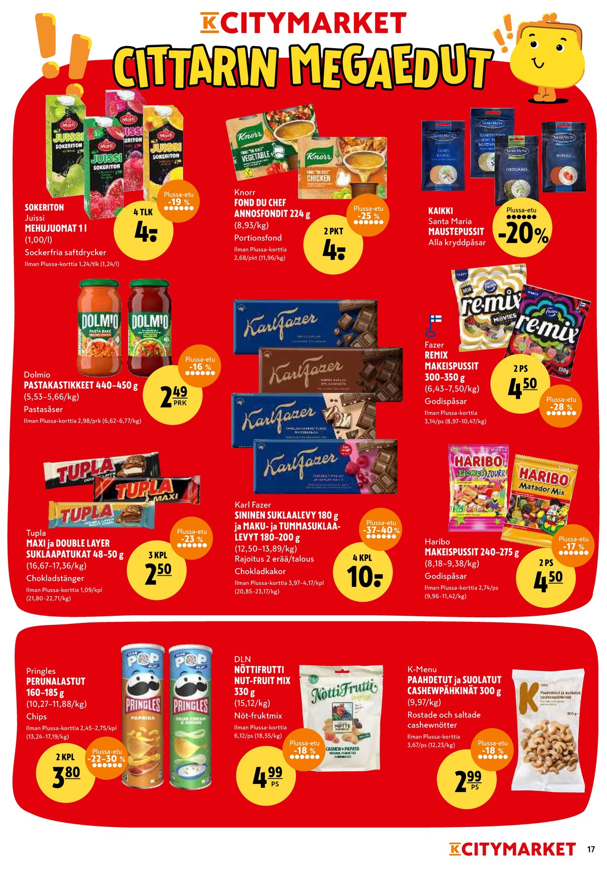 Katso ketjun K-Citymarket tarjouslehti viikolta 4 sivustolla Viikkotarjoukset.fi. Löydät monia hyviä tarjouksia erilaisista tuotteista. Lue tarjouslehti täältä! Sivu 17