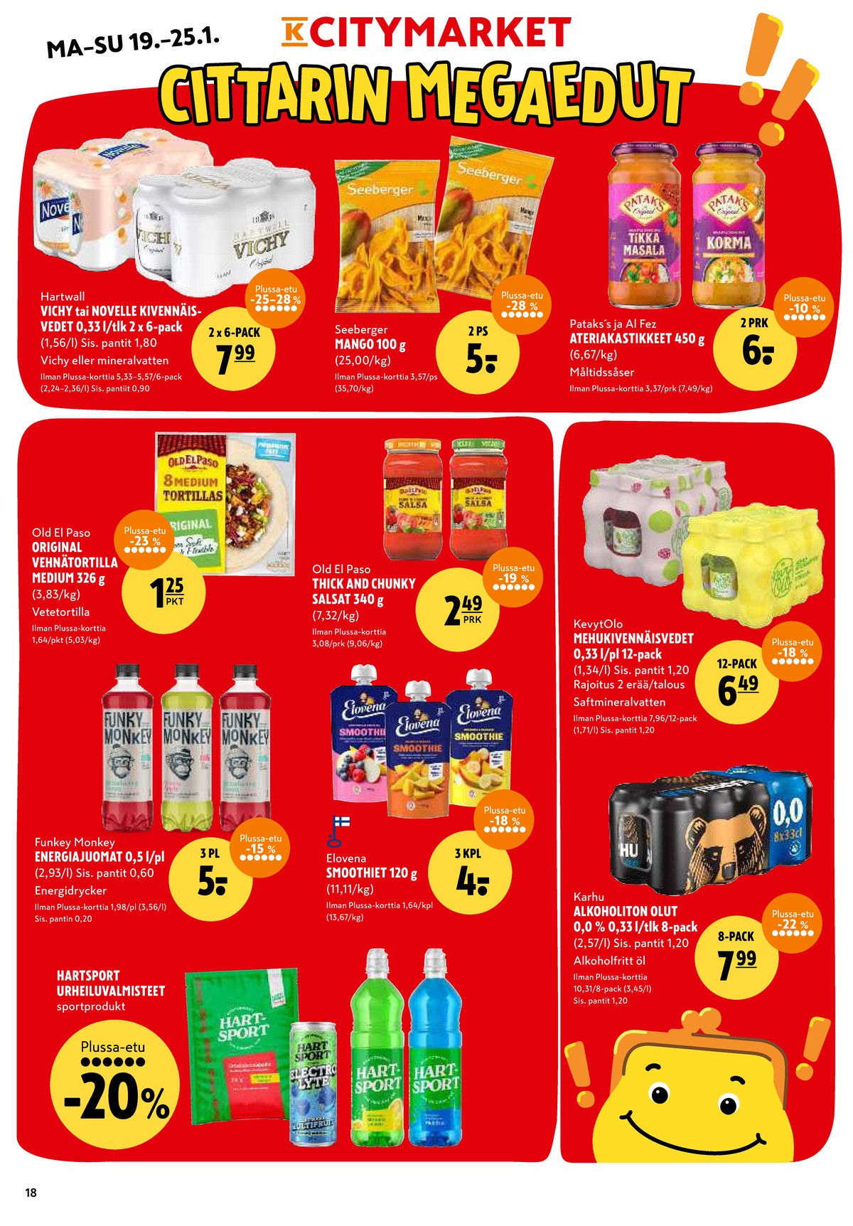 Katso ketjun K-Citymarket tarjouslehti viikolta 4 sivustolla Viikkotarjoukset.fi. Löydät monia hyviä tarjouksia erilaisista tuotteista. Lue tarjouslehti täältä! Sivu 18