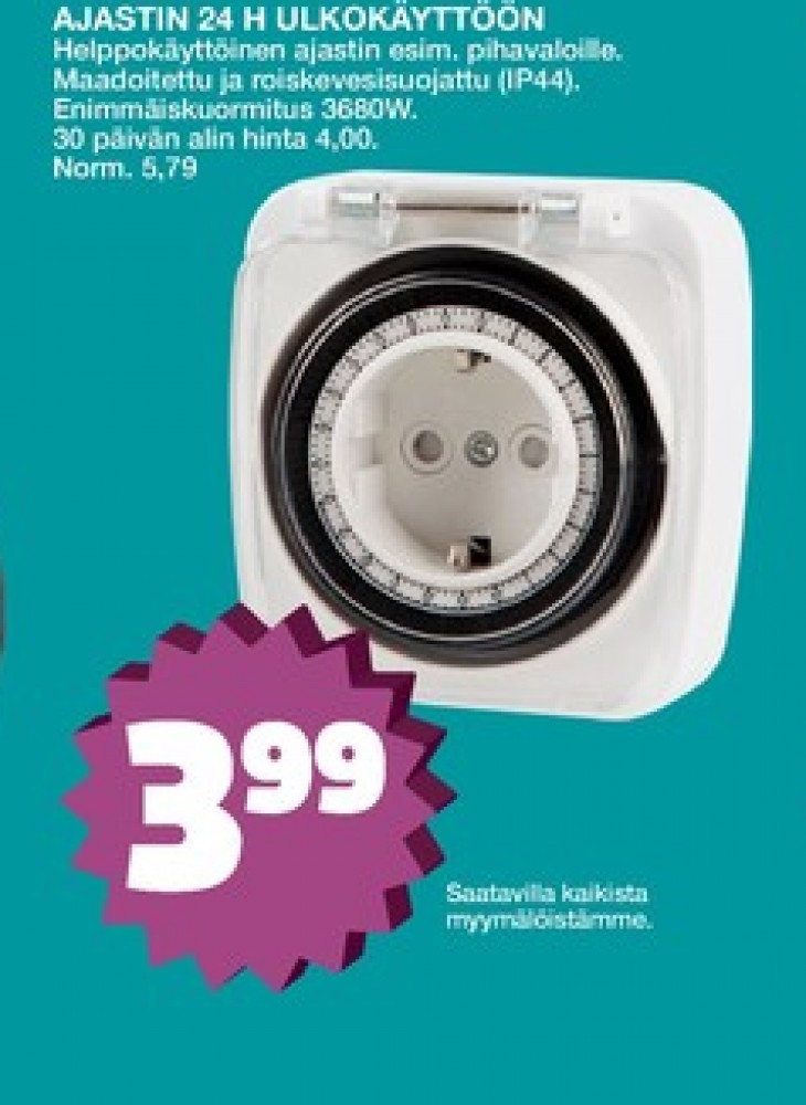 Tarjoukset ja hintavertailu haulla ei määritelty, , Ajastimet 0.000 kpl 1 pakkaus €3.99