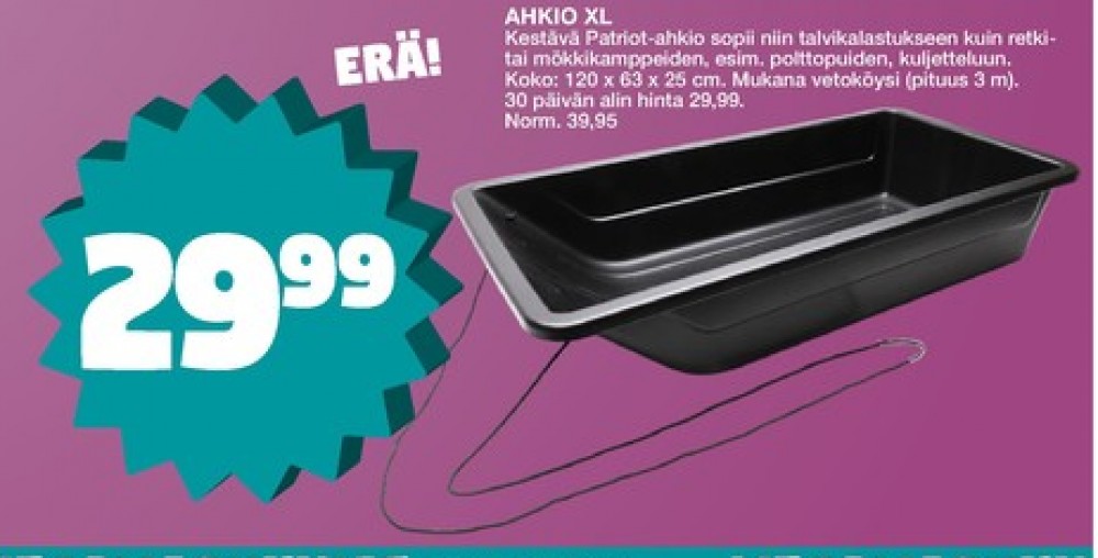 Tarjoukset ja hintavertailu haulla ei määritelty, , Ahkiot 0.000 kpl 1 kappale €29.99