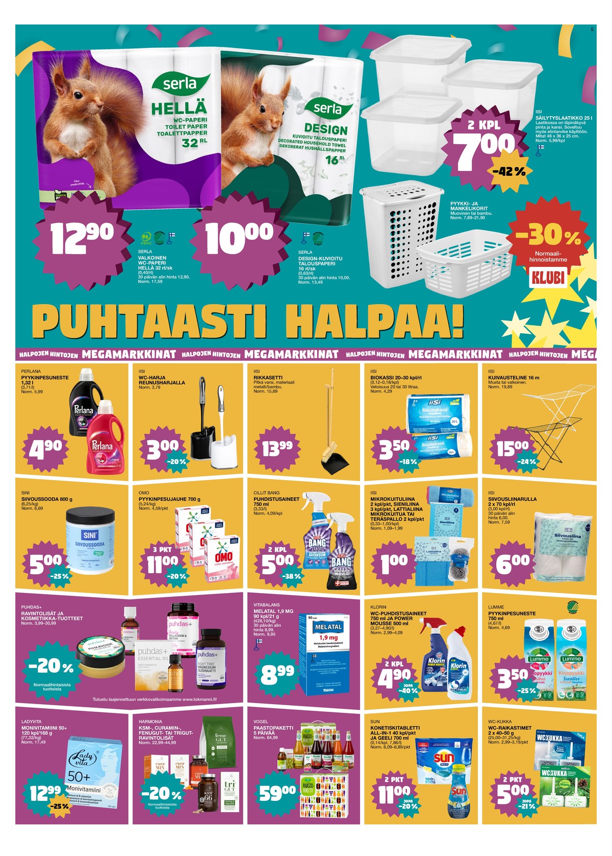 Katso ketjun Tokmanni tarjouslehti viikolta 4 sivustolla Viikkotarjoukset.fi. Löydät monia hyviä tarjouksia erilaisista tuotteista, esimerkiksi %product1% tai muista tuotteista. Lue tarjouslehti täältä! Sivu 5