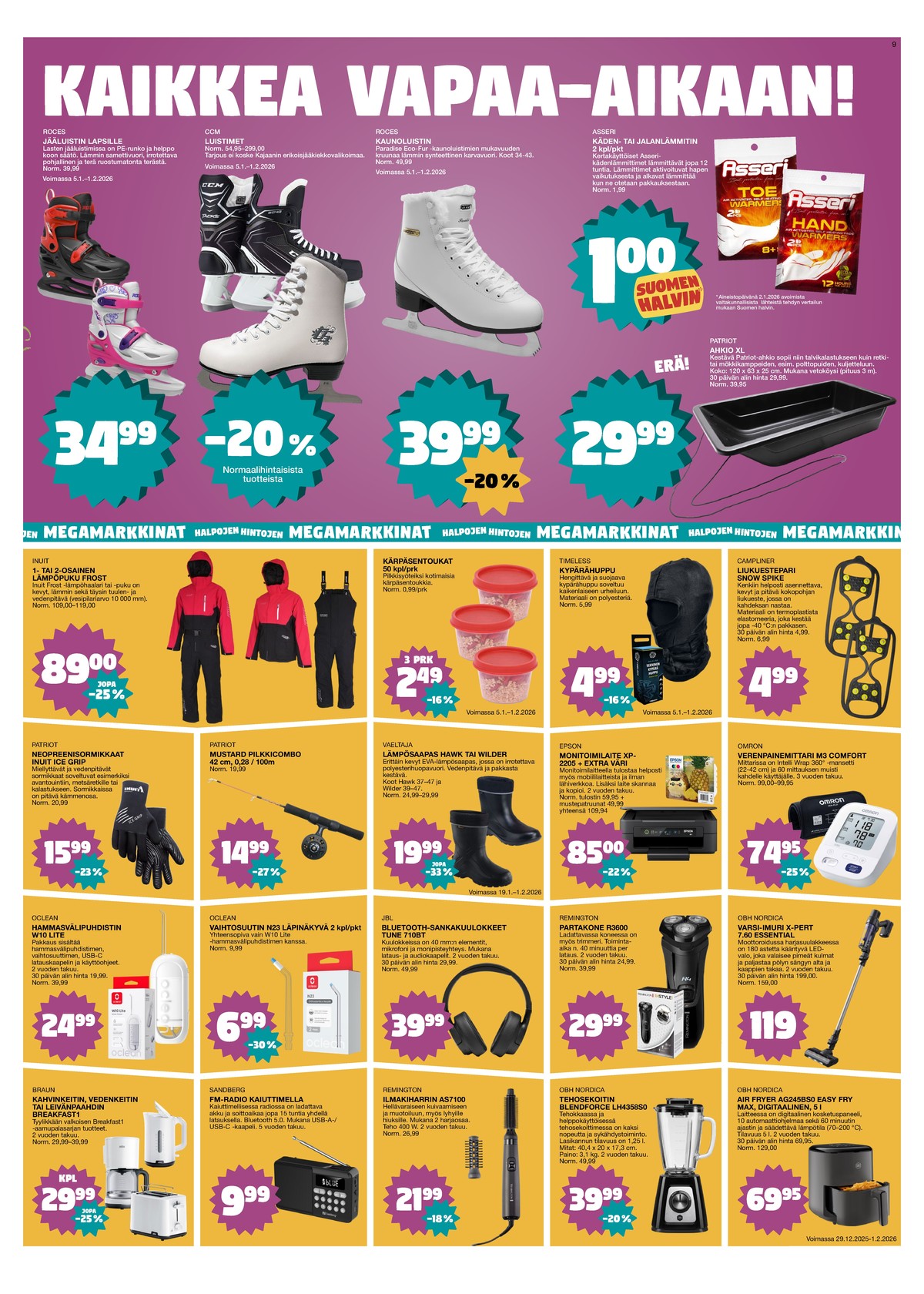 Katso ketjun Tokmanni tarjouslehti viikolta 4 sivustolla Viikkotarjoukset.fi. Löydät monia hyviä tarjouksia erilaisista tuotteista. Lue tarjouslehti täältä! Sivu 9