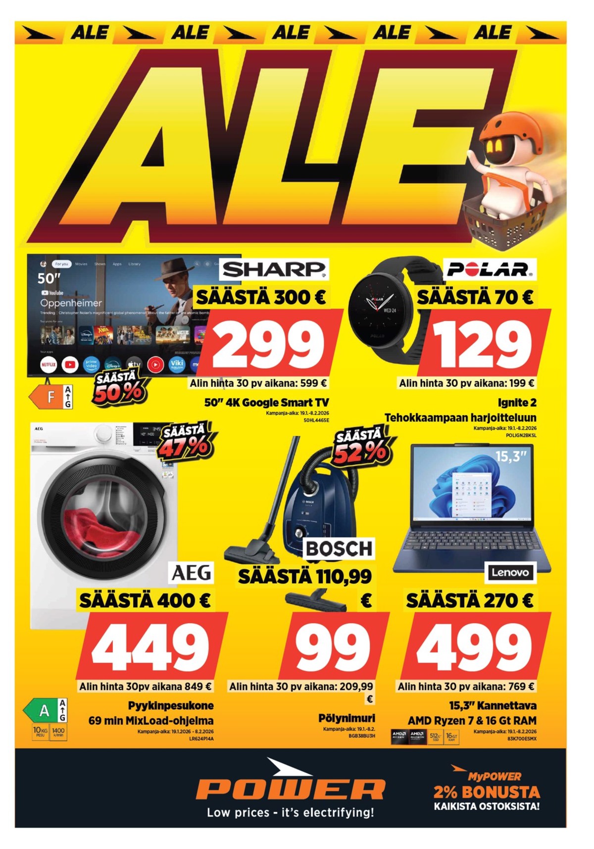 Katso ketjun Power tarjouslehti viikolta 4 sivustolla Viikkotarjoukset.fi. Löydät monia hyviä tarjouksia erilaisista tuotteista. Lue tarjouslehti täältä! Sivu 1