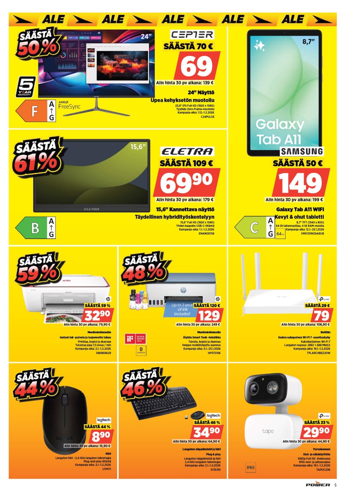 Katso ketjun Power tarjouslehti viikolta 4 sivustolla Viikkotarjoukset.fi. Löydät monia hyviä tarjouksia erilaisista tuotteista. Lue tarjouslehti täältä! Sivu 7