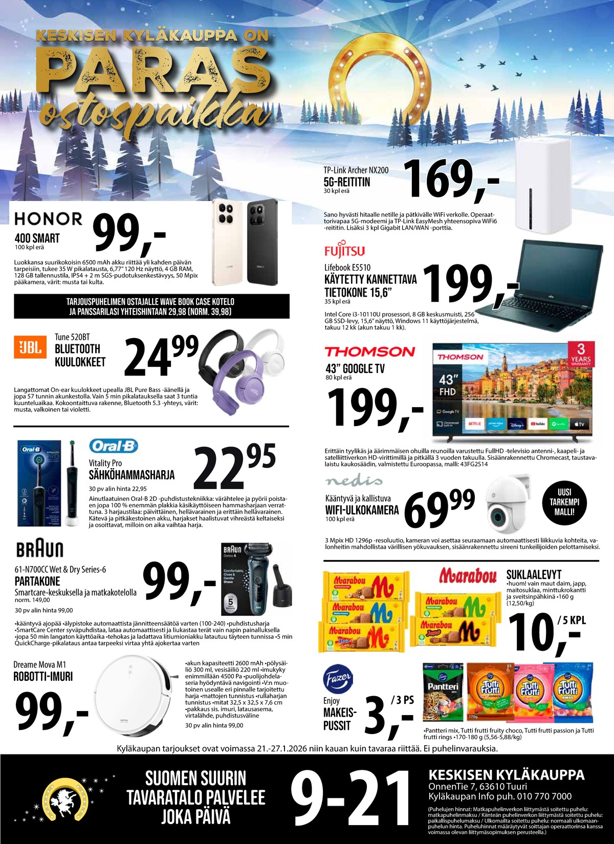 Katso ketjun Keskinen tarjouslehti viikolta 4 sivustolla Viikkotarjoukset.fi. Löydät monia hyviä tarjouksia erilaisista tuotteista. Lue tarjouslehti täältä! Sivu 1