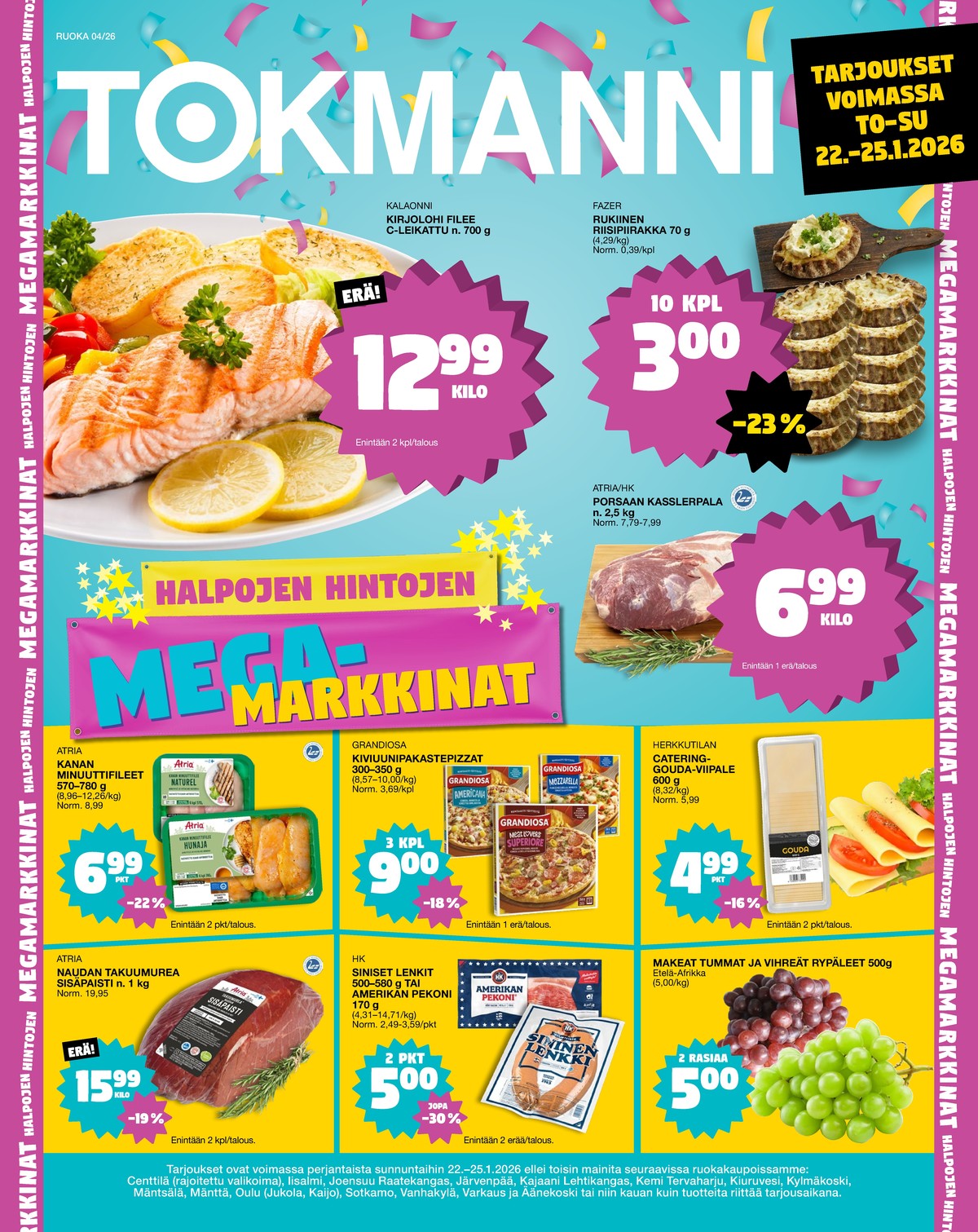 Katso ketjun Tokmanni tarjouslehti viikolta 4 sivustolla Viikkotarjoukset.fi. Löydät monia hyviä tarjouksia erilaisista tuotteista, esimerkiksi naudan sisäpaisti atria tai goudajuustot herkkutila. Lue tarjouslehti täältä! Sivu 1