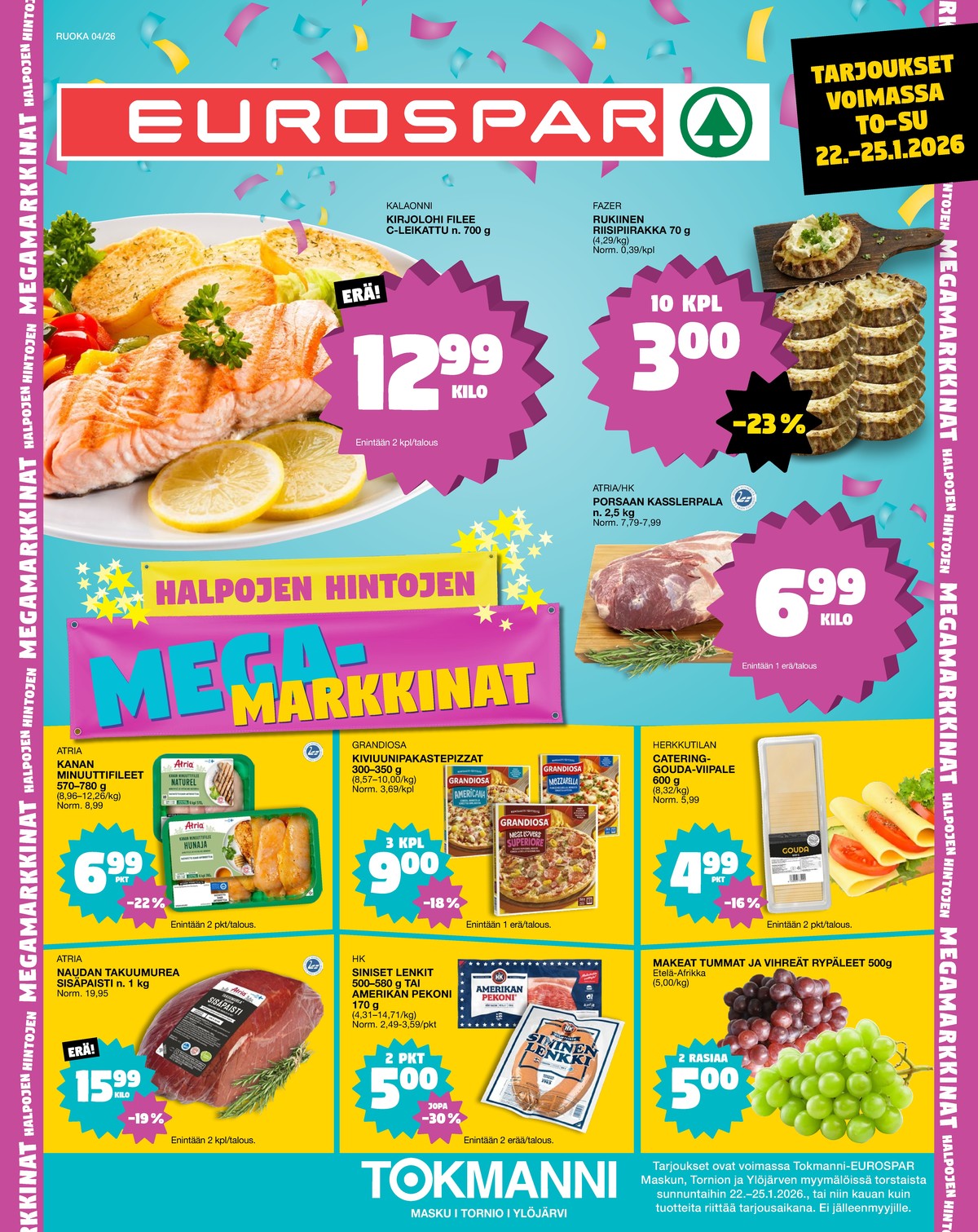 Katso ketjun Tokmanni tarjouslehti viikolta 4 sivustolla Viikkotarjoukset.fi. Löydät monia hyviä tarjouksia erilaisista tuotteista, esimerkiksi naudan sisäpaisti atria tai goudajuustot herkkutila. Lue tarjouslehti täältä! Sivu 1