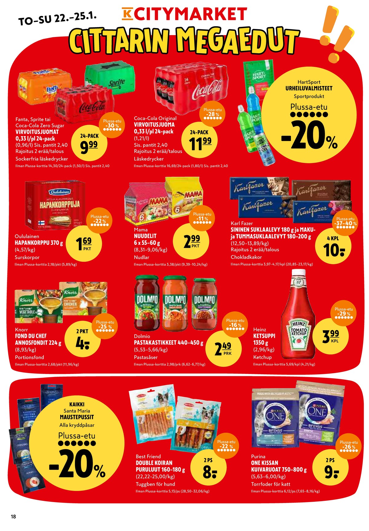 Katso ketjun K-Citymarket tarjouslehti viikolta 4 sivustolla Viikkotarjoukset.fi. Löydät monia hyviä tarjouksia erilaisista tuotteista, esimerkiksi mausteet santa maria tai ketsuppi heinz. Lue tarjouslehti täältä! Sivu 18