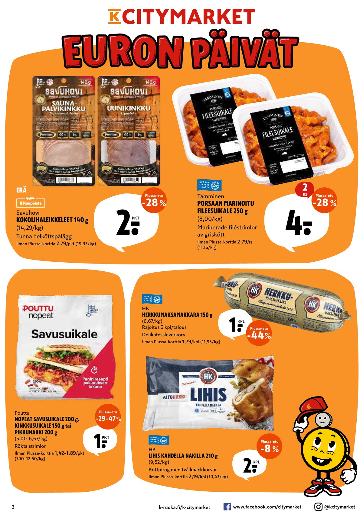 Katso ketjun K-Citymarket tarjouslehti viikolta 40 sivustolla Viikkotarjoukset.fi. Löydät monia hyviä tarjouksia erilaisista tuotteista, esimerkiksi saunapalvi savuhovi tai uunipaahdettu kinkku savuhovi. Lue tarjouslehti täältä! Sivu 2