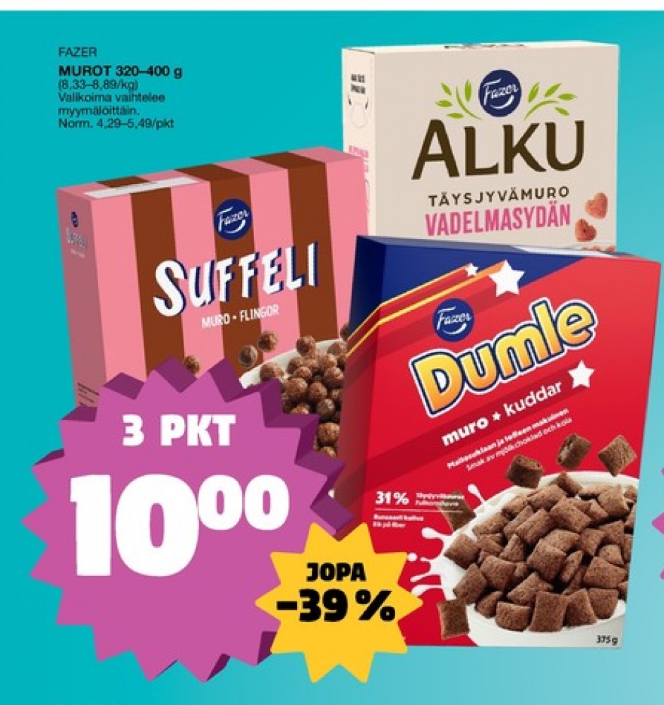 Tarjoukset ja hintavertailu haulla Suffeli, , Aamiaistuotteet 0.320 kg 3 paketti(a) €10.00
