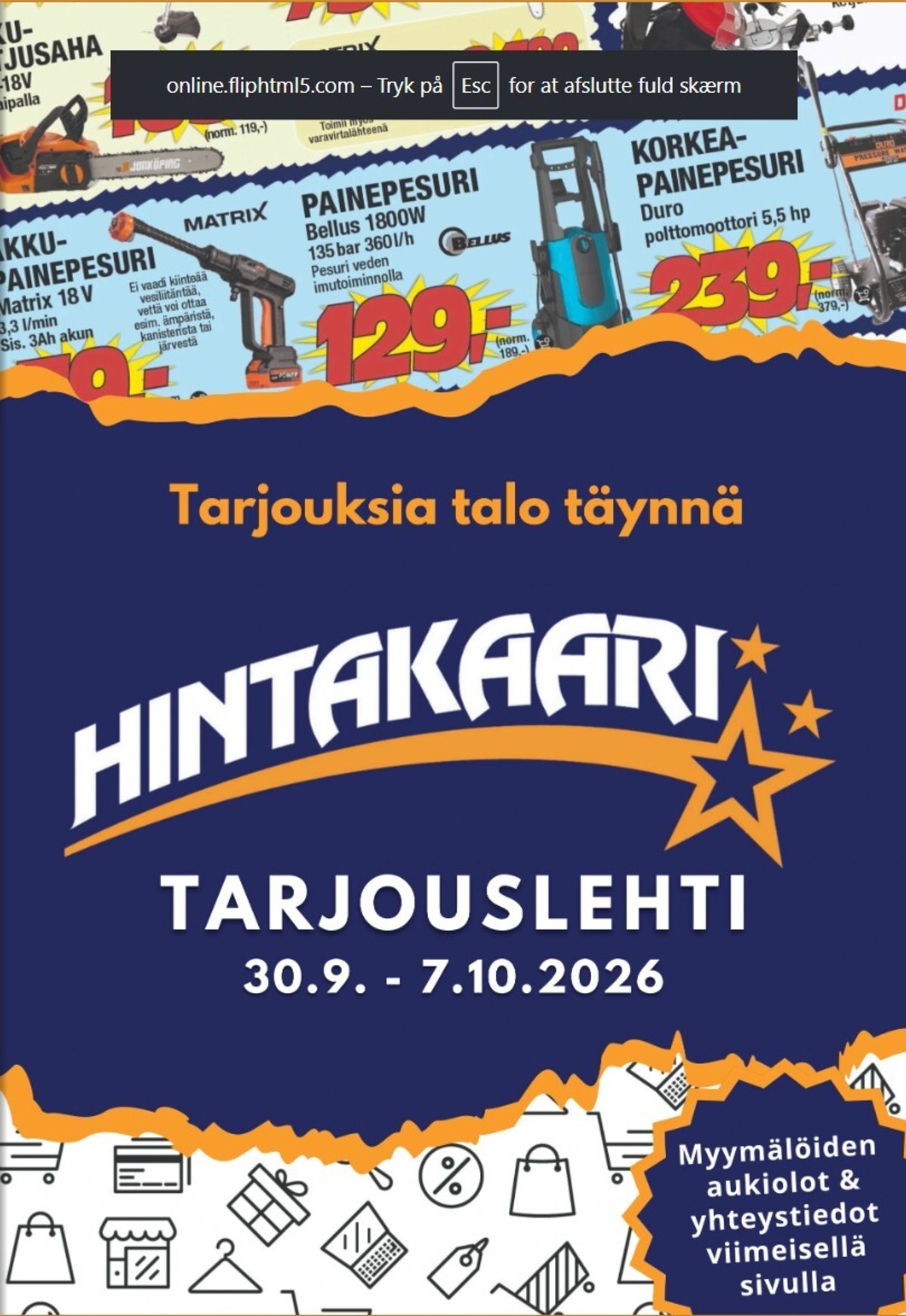 Katso ketjun Hintakaari tarjouslehti viikolta 40 sivustolla Viikkotarjoukset.fi. Löydät monia hyviä tarjouksia erilaisista tuotteista. Lue tarjouslehti täältä! Sivu 1