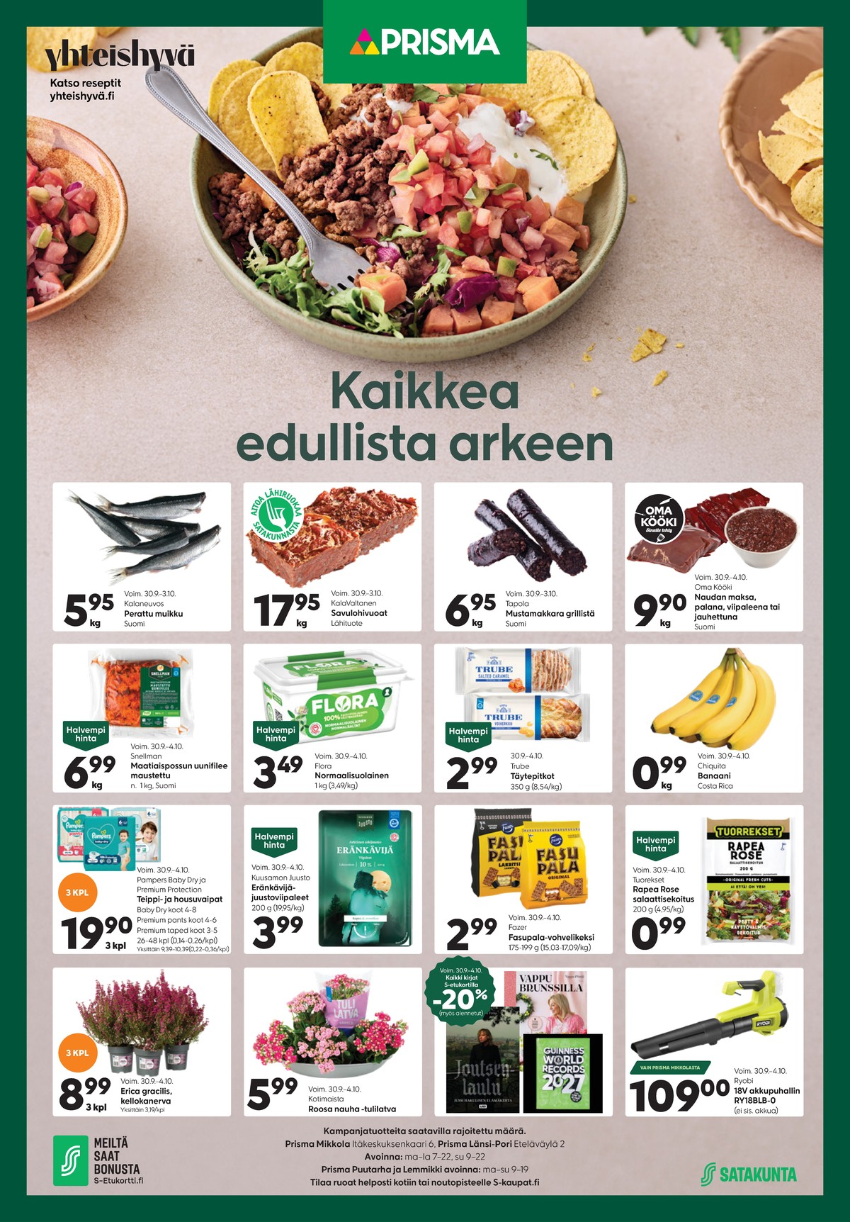 Katso ketjun Prisma region tarjouslehti viikolta 40 sivustolla Viikkotarjoukset.fi. Löydät monia hyviä tarjouksia erilaisista tuotteista. Lue tarjouslehti täältä! Sivu 1