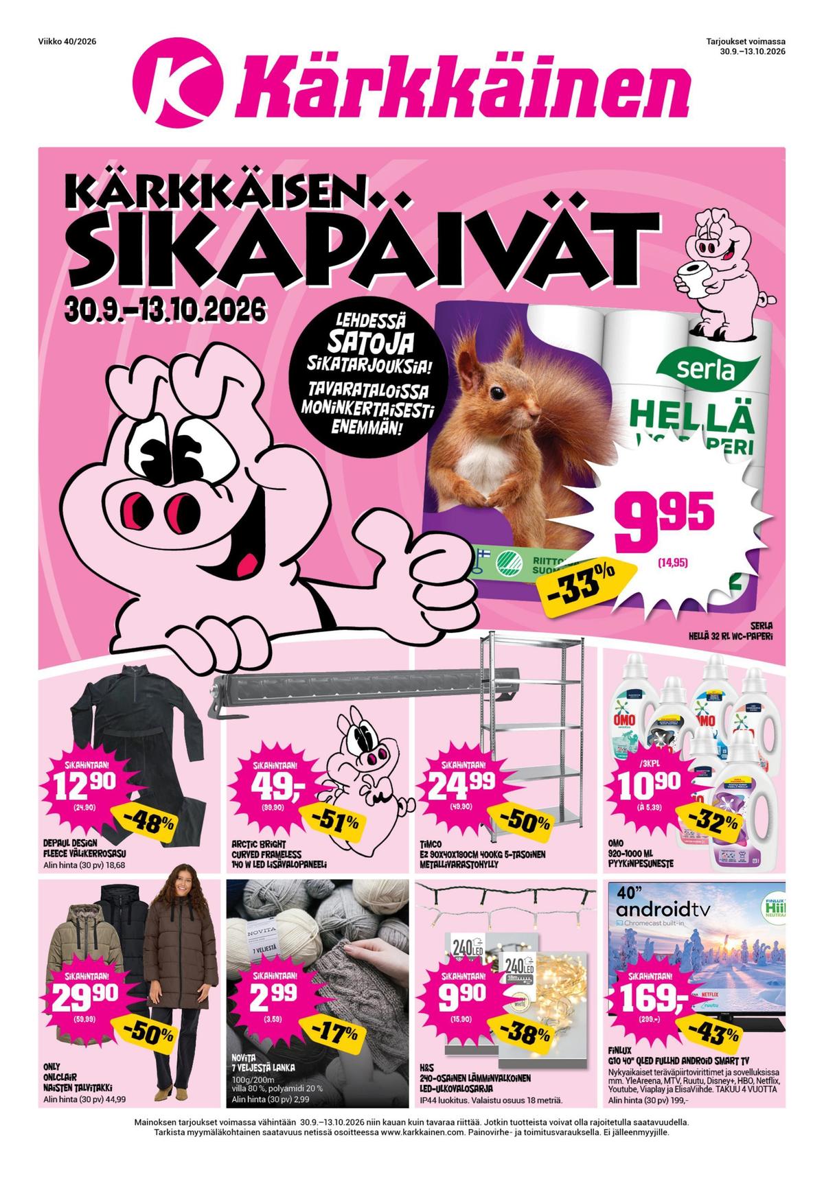 Katso ketjun Kärkkäinen tarjouslehti viikolta 41 sivustolla Viikkotarjoukset.fi. Löydät monia hyviä tarjouksia erilaisista tuotteista. Lue tarjouslehti täältä! Sivu 1