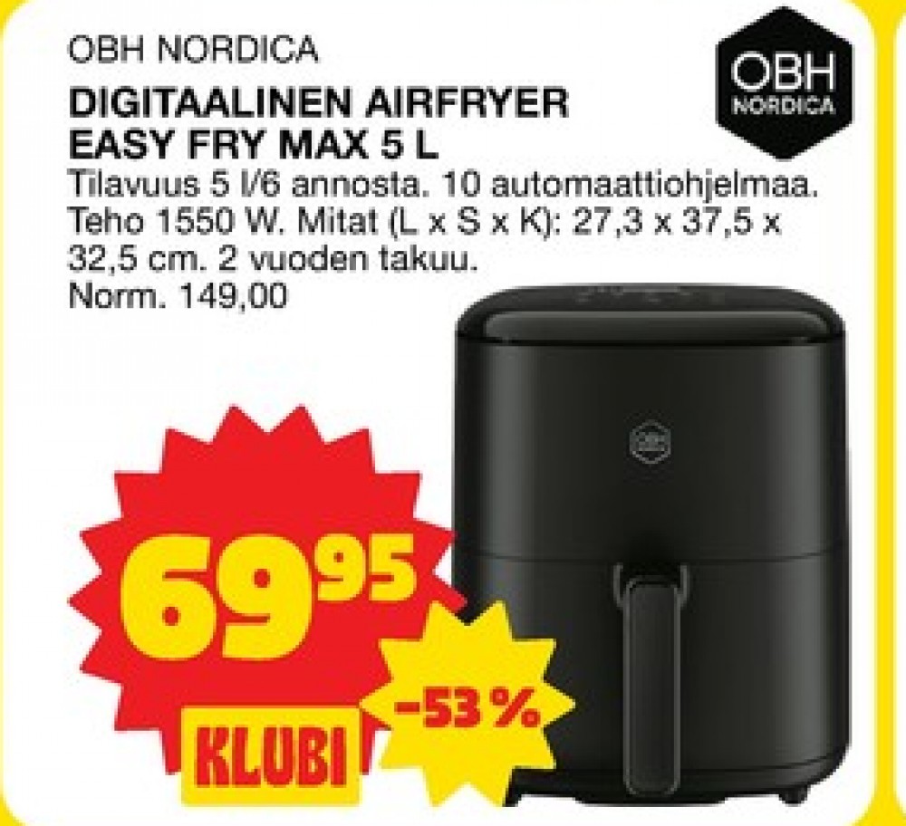 Tarjoukset ja hintavertailu haulla Wilfa, , Airfryer 0.000 kpl 1 kappale €69.95