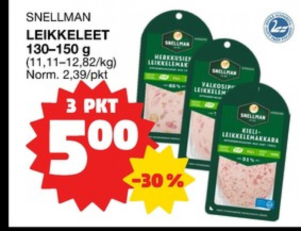 Tarjoukset ja hintavertailu haulla Snellman, , Herkkusienileikkelemakkara 0.130 kg 3 paketti(a) €5.00
