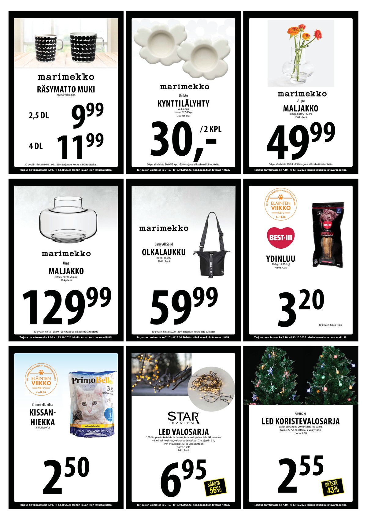 Katso ketjun Keskinen tarjouslehti viikolta 41 sivustolla Viikkotarjoukset.fi. Löydät monia hyviä tarjouksia erilaisista tuotteista. Lue tarjouslehti täältä! Sivu 13