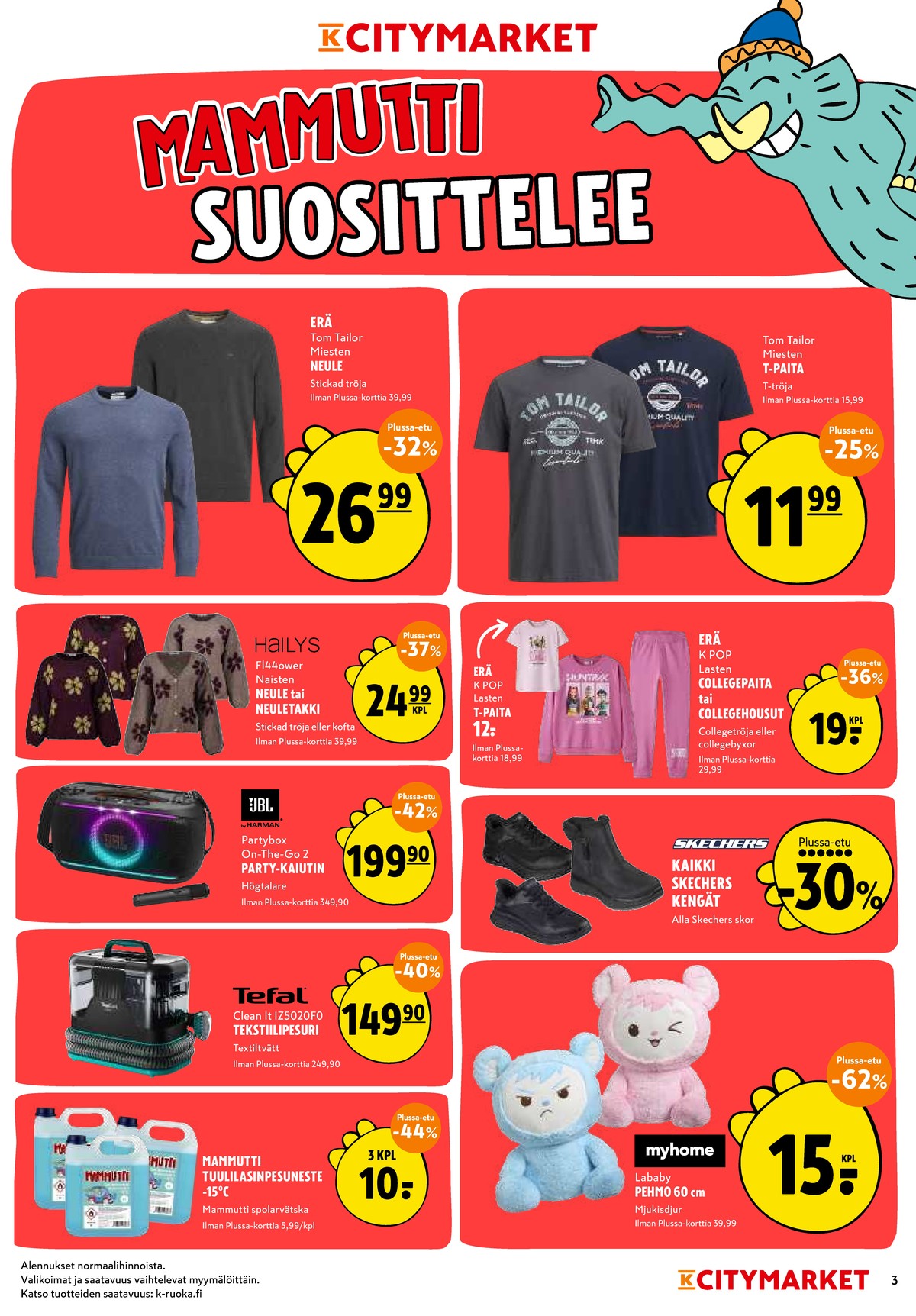 Katso ketjun K-Citymarket tarjouslehti viikolta 41 sivustolla Viikkotarjoukset.fi. Löydät monia hyviä tarjouksia erilaisista tuotteista. Lue tarjouslehti täältä! Sivu 3