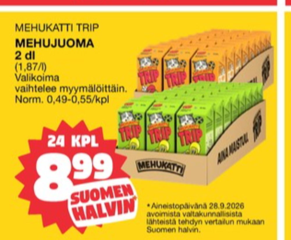 Tarjoukset ja hintavertailu haulla Trip, , Appelsiinijuoma 0.200 l 24 Tölkki(ä) €8.99