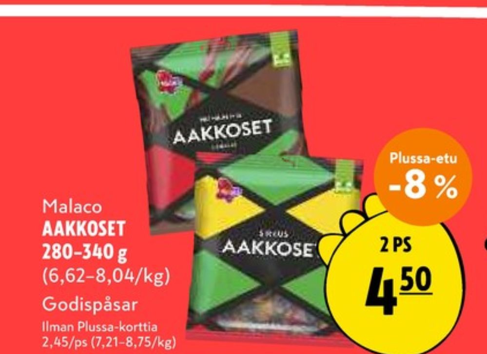 Tarjoukset ja hintavertailu haulla Aakkoset, , Aakkoset choco 0.280 kg 2 Pussi €4.50
