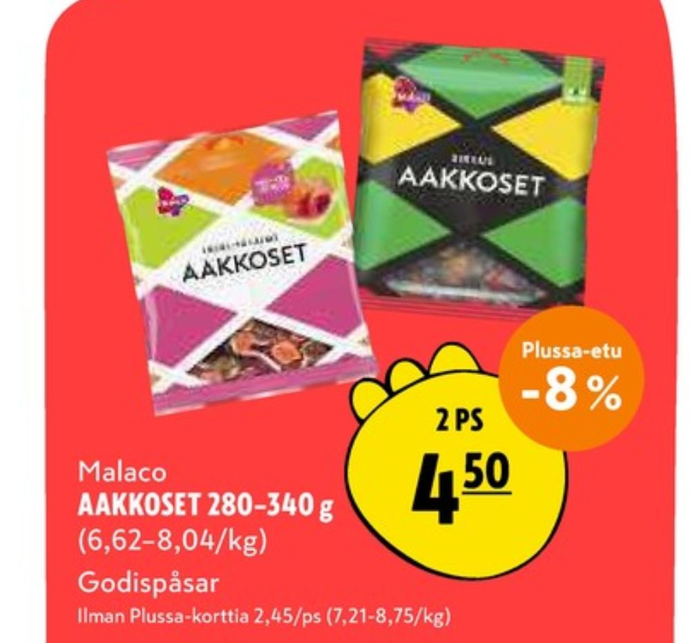Tarjoukset ja hintavertailu haulla Aakkoset, , Aakkoset hedelmä 0.280 kg 2 Pussi €4.50