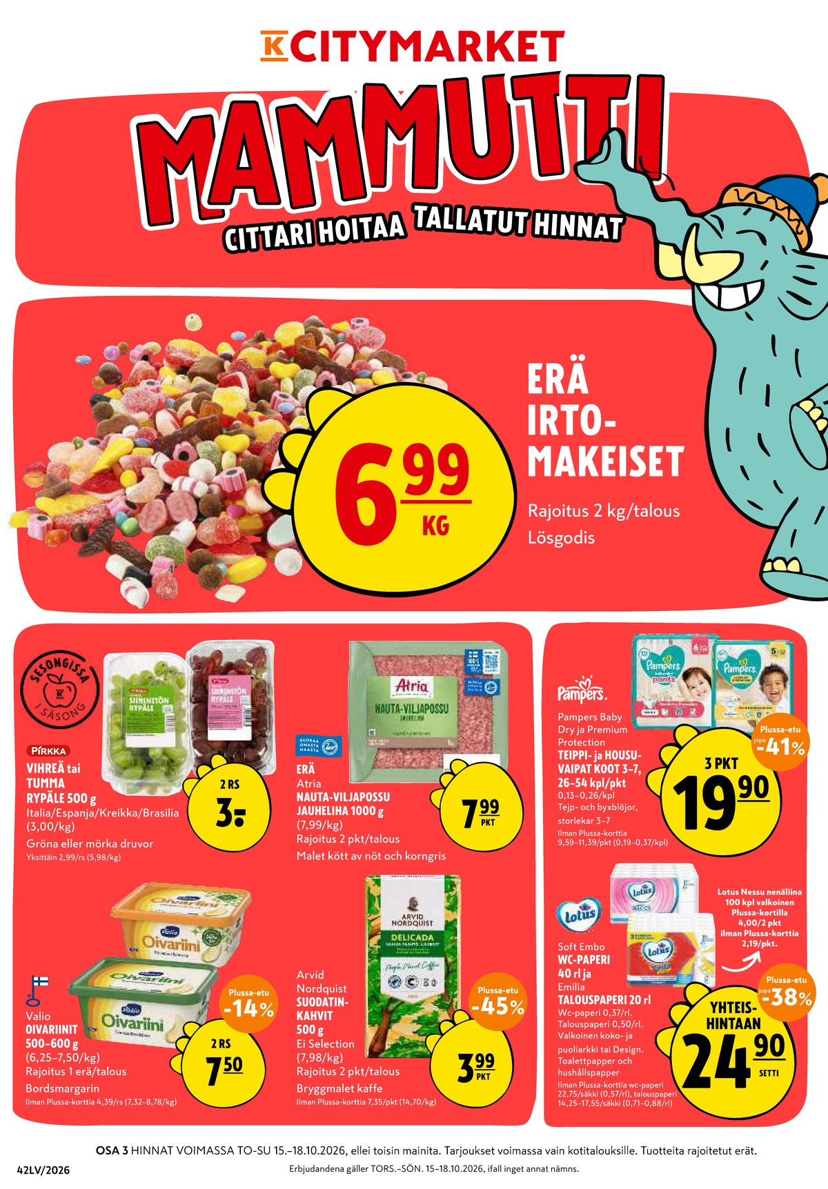 Katso ketjun K-Citymarket tarjouslehti viikolta 42 sivustolla Viikkotarjoukset.fi. Löydät monia hyviä tarjouksia erilaisista tuotteista. Lue tarjouslehti täältä! Sivu 1