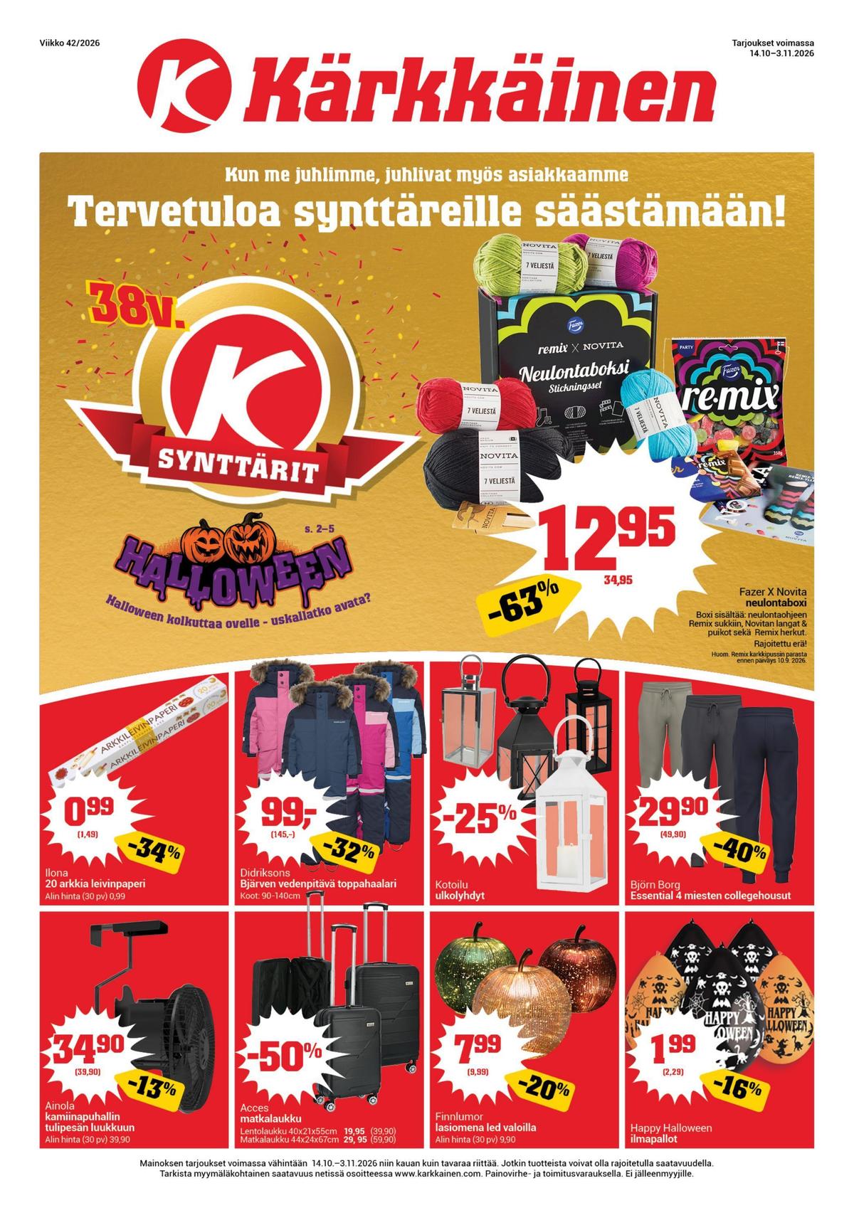 Katso ketjun Kärkkäinen tarjouslehti viikolta 43 sivustolla Viikkotarjoukset.fi. Löydät monia hyviä tarjouksia erilaisista tuotteista. Lue tarjouslehti täältä! Sivu 1