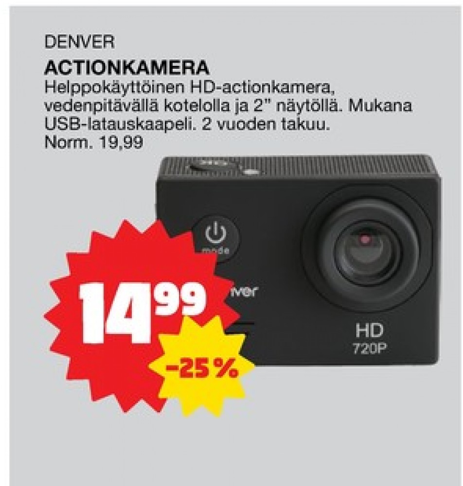 Tarjoukset ja hintavertailu haulla Denver, , Actionkamerat 0.000 kpl 1 kappale €14.99