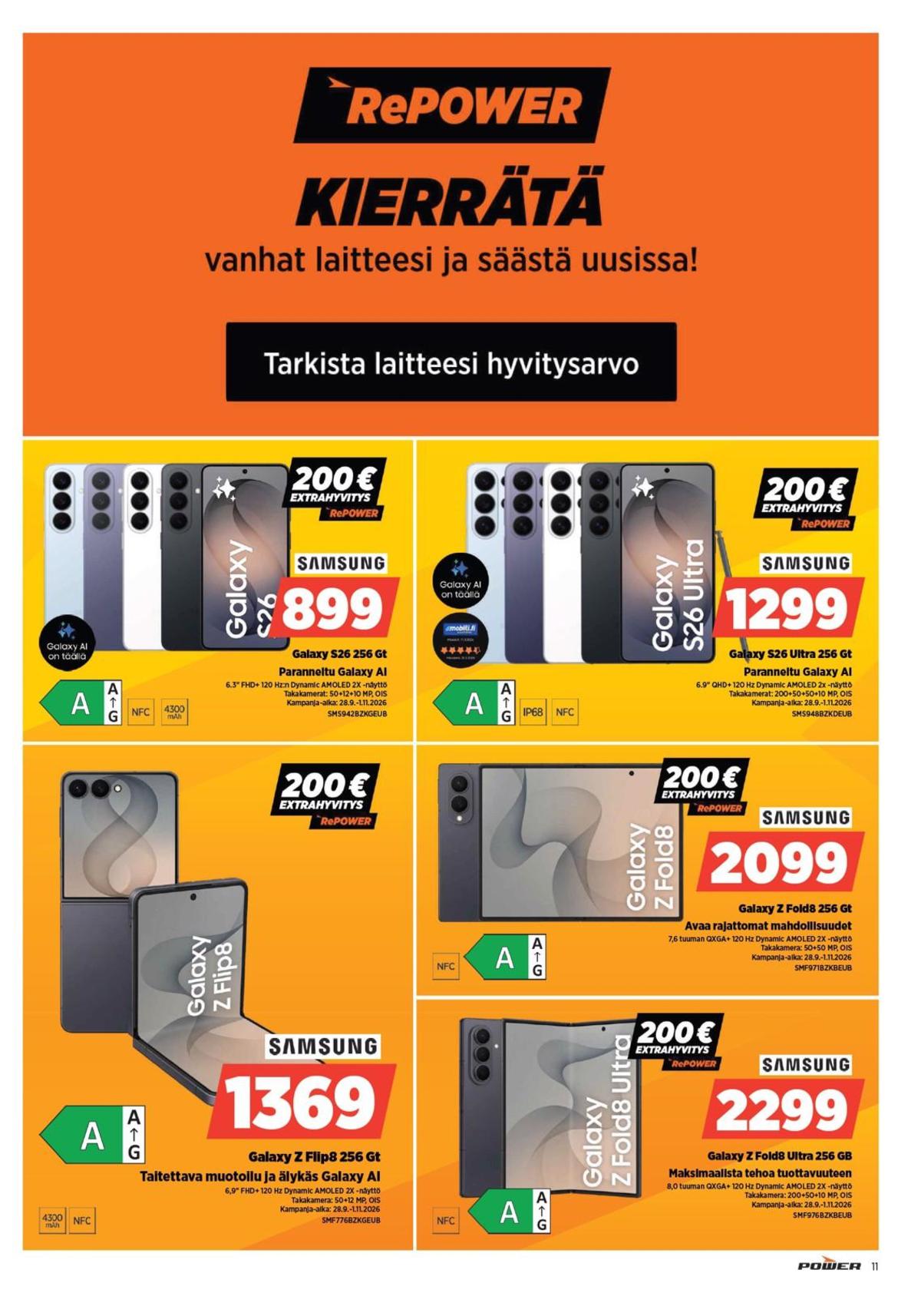 Katso ketjun Power tarjouslehti viikolta 43 sivustolla Viikkotarjoukset.fi. Löydät monia hyviä tarjouksia erilaisista tuotteista. Lue tarjouslehti täältä! Sivu 11