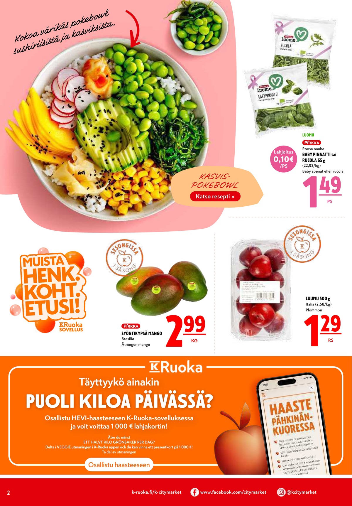 Katso ketjun K-Citymarket tarjouslehti viikolta 43 sivustolla Viikkotarjoukset.fi. Löydät monia hyviä tarjouksia erilaisista tuotteista. Lue tarjouslehti täältä! Sivu 2