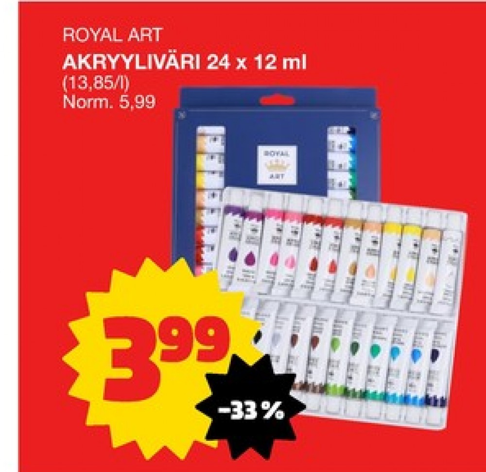 Tarjoukset ja hintavertailu haulla Royal Art, , Akryylivärit 24 kpl 1 paketti(a) €3.99