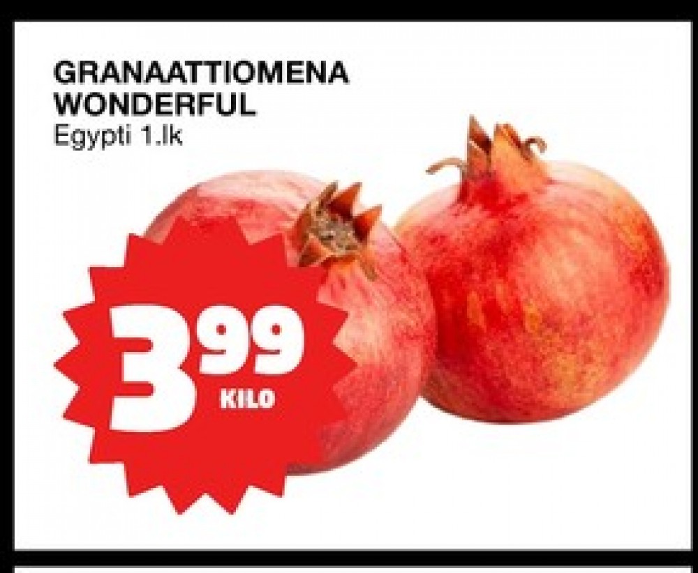 Tarjoukset ja hintavertailu haulla ei määritelty, , Granaattiomenat 1.000 kg 1 Pussi €3.99