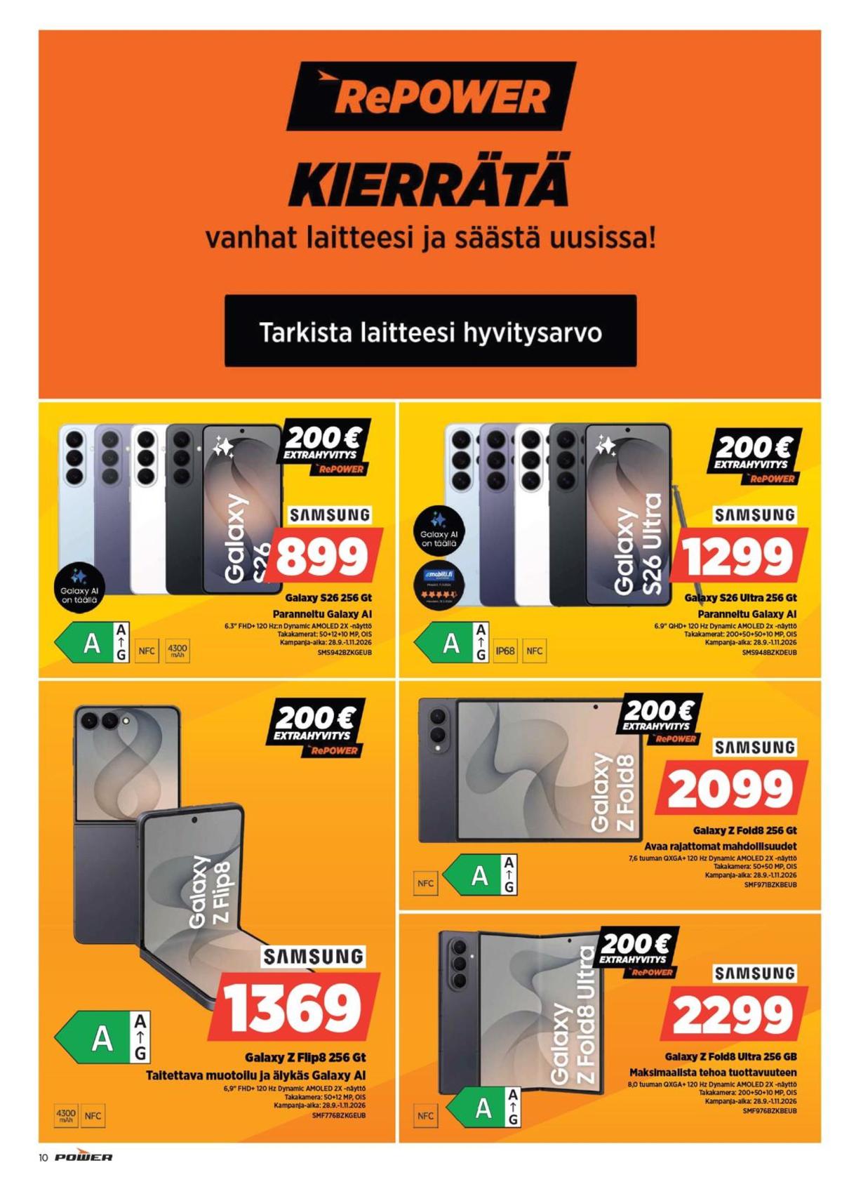 Katso ketjun Power tarjouslehti viikolta 44 sivustolla Viikkotarjoukset.fi. Löydät monia hyviä tarjouksia erilaisista tuotteista. Lue tarjouslehti täältä! Sivu 10