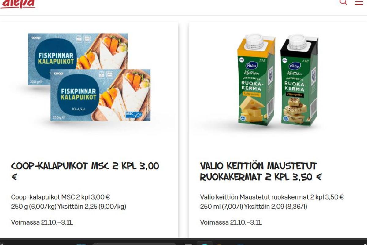 Katso ketjun Alepa tarjouslehti viikolta 44 sivustolla Viikkotarjoukset.fi. Löydät monia hyviä tarjouksia erilaisista tuotteista. Lue tarjouslehti täältä! Sivu 1