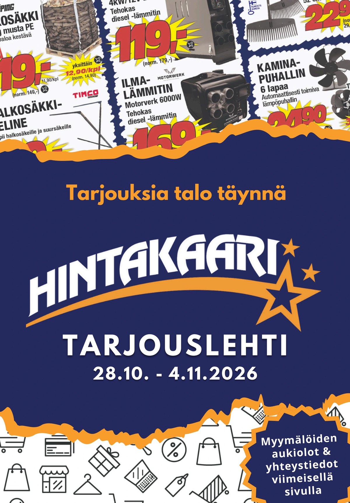 Katso ketjun Hintakaari tarjouslehti viikolta 44 sivustolla Viikkotarjoukset.fi. Löydät monia hyviä tarjouksia erilaisista tuotteista. Lue tarjouslehti täältä! Sivu 1
