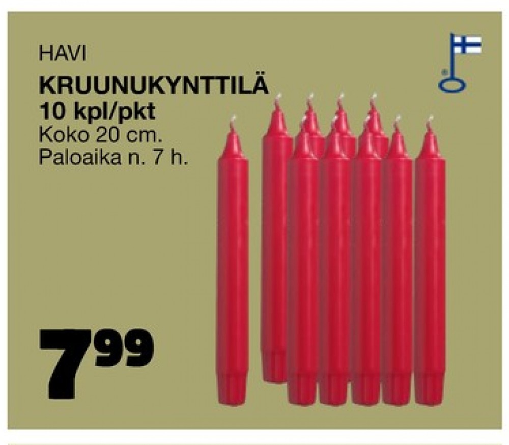 Tarjoukset ja hintavertailu haulla Havi, , Antiikki- ja kruunukynttilät 10.000 kpl 1 paketti(a) €7.99