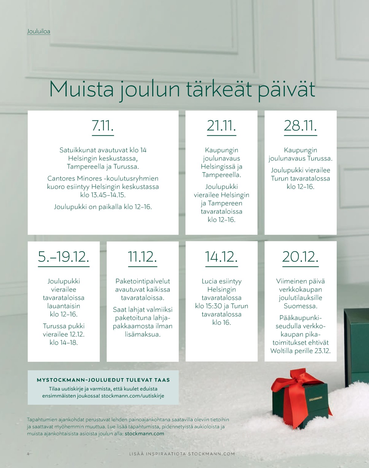 Katso ketjun Stockmann tarjouslehti viikolta 48 sivustolla Viikkotarjoukset.fi. Löydät monia hyviä tarjouksia erilaisista tuotteista. Lue tarjouslehti täältä! Sivu 4