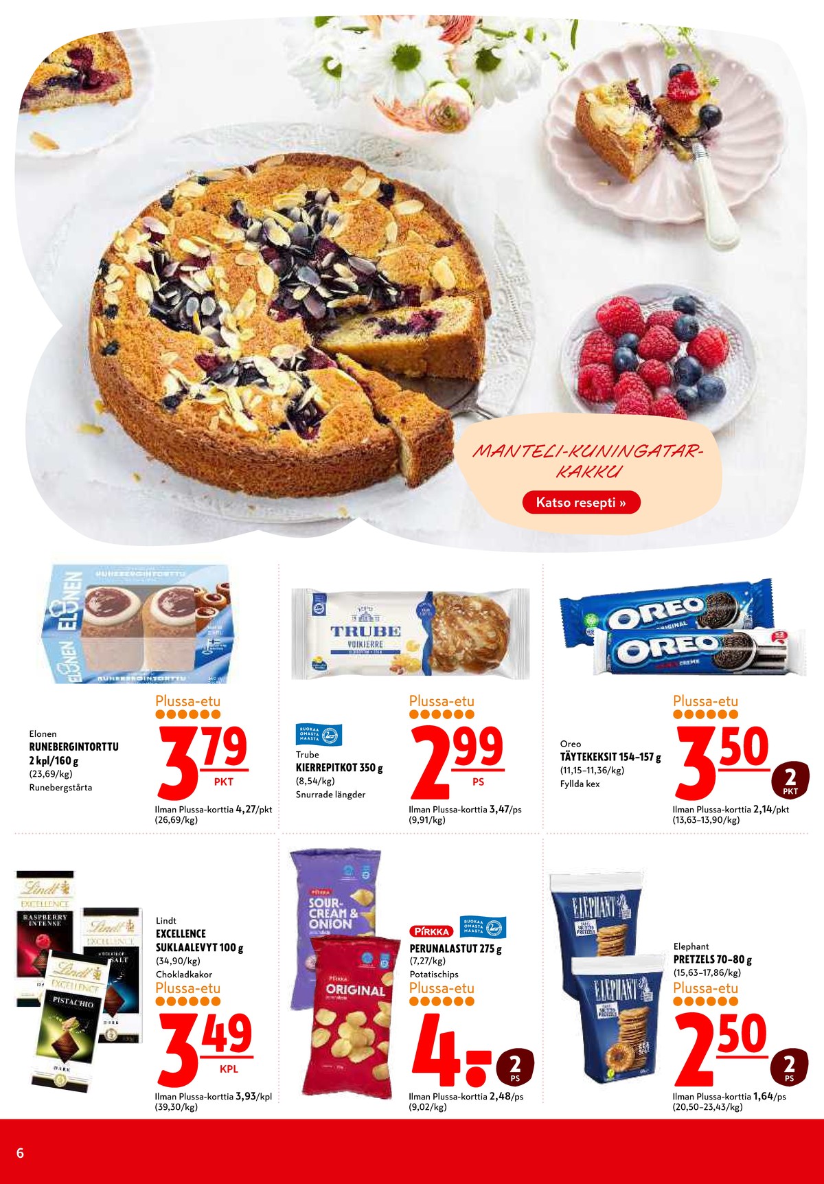 Katso ketjun K-Citymarket tarjouslehti viikolta 5 sivustolla Viikkotarjoukset.fi. Löydät monia hyviä tarjouksia erilaisista tuotteista, esimerkiksi suklaalevyt lindt tai suklaakeksit oreo. Lue tarjouslehti täältä! Sivu 6