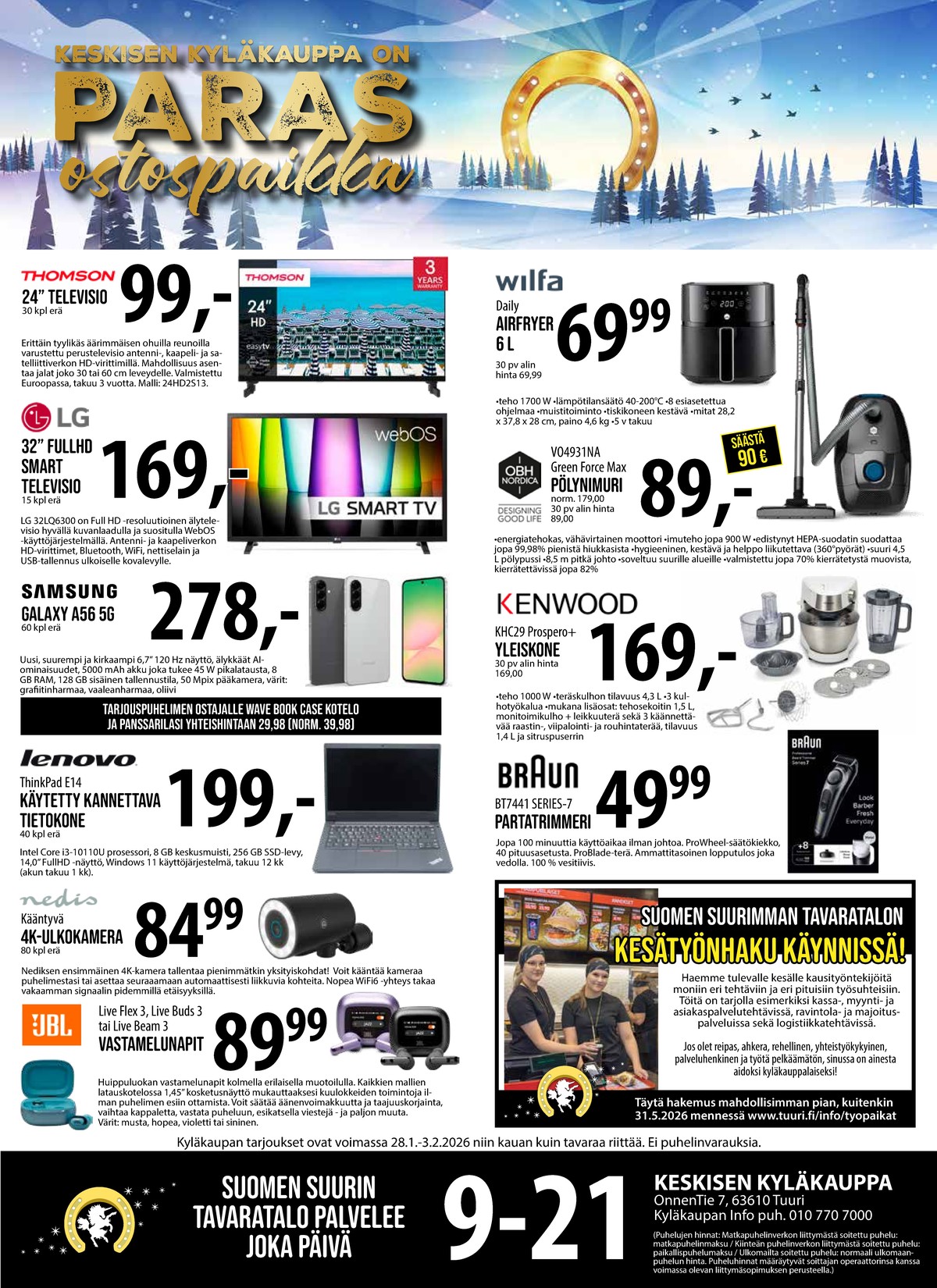 Katso ketjun Keskinen tarjouslehti viikolta 5 sivustolla Viikkotarjoukset.fi. Löydät monia hyviä tarjouksia erilaisista tuotteista, esimerkiksi tv thomson tai yleiskoneet kenwood. Lue tarjouslehti täältä! Sivu 1