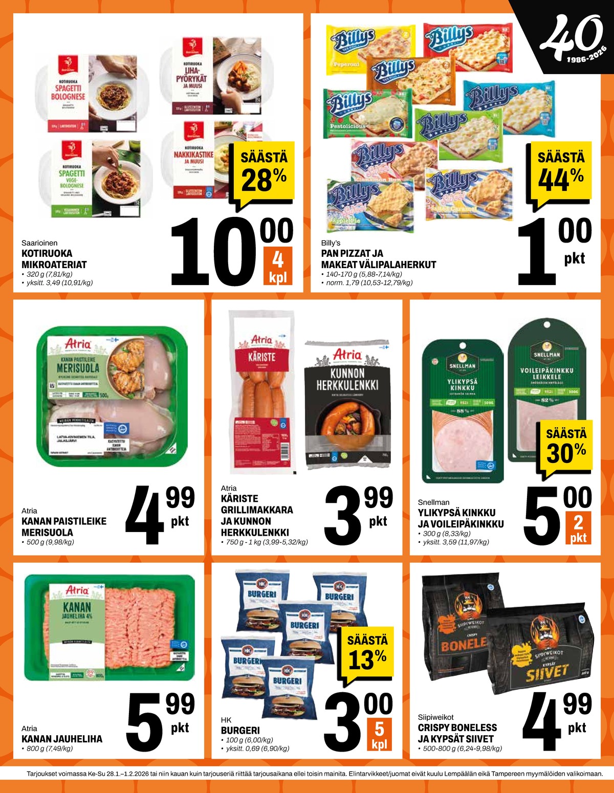 Katso ketjun Minimani tarjouslehti viikolta 5 sivustolla Viikkotarjoukset.fi. Löydät monia hyviä tarjouksia erilaisista tuotteista, esimerkiksi kanan jauheliha atria tai leikkeleet snellman. Lue tarjouslehti täältä! Sivu 3