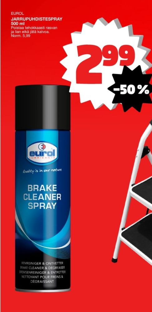 Tarjoukset ja hintavertailu haulla Eurol, , Autonpuhdistuaineet 0.500 l 1 Pullo €2.99